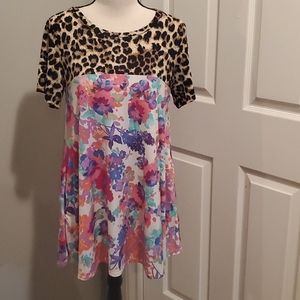 Floral and cheetah print shirt